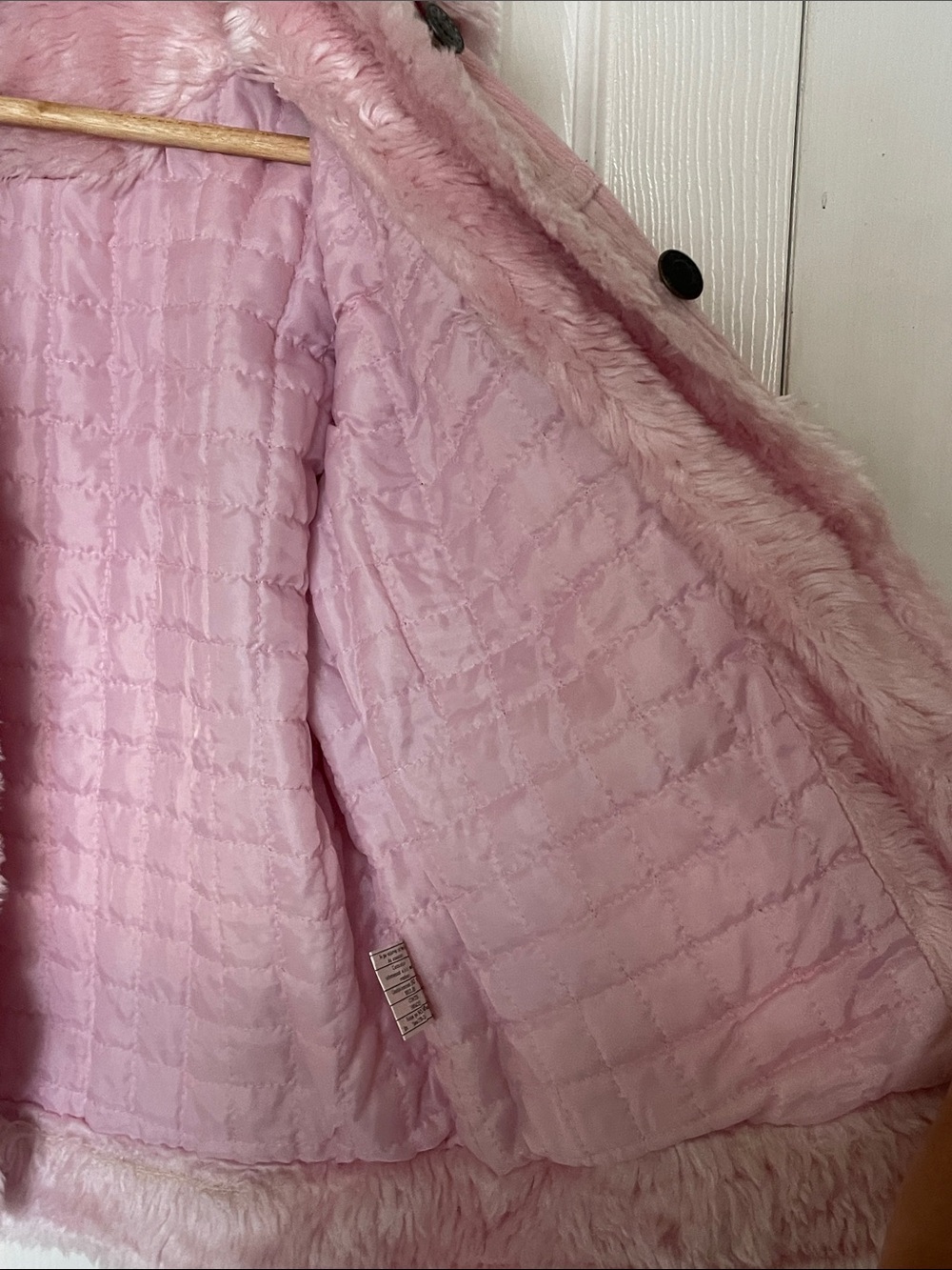 Seduction Soft Pink Faux Fur Collar Corduroy Jacket Size Large - Picture 5 of 5